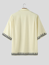 Mens Casual Cuban Collar Short Sleeve Shirt SKUL11569