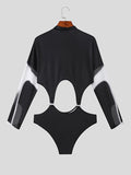 Mens Cutout Geometric Print Zip Front Bodysuit SKUK12342