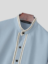 Men's Casual Contrast Color Long Sleeve Shirt SKUL45330