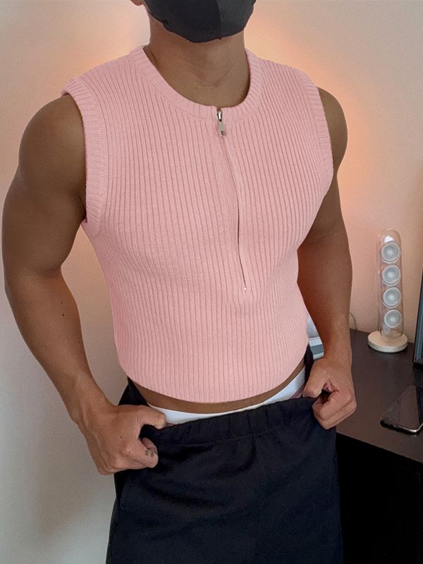 Men's Solid Color Textured Casual Tank SKUL41392