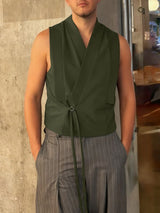 Men's Deconstructed Solid Color Sleeveless Waistcoat SKUL41423