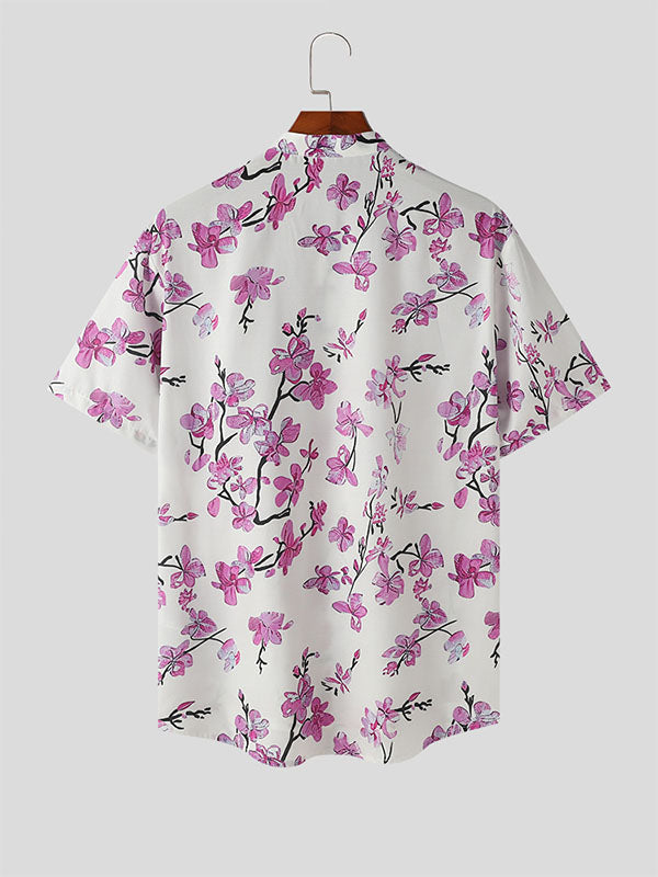 Mens Fashion Floral Print Short Sleeve Shirt SKUK66842