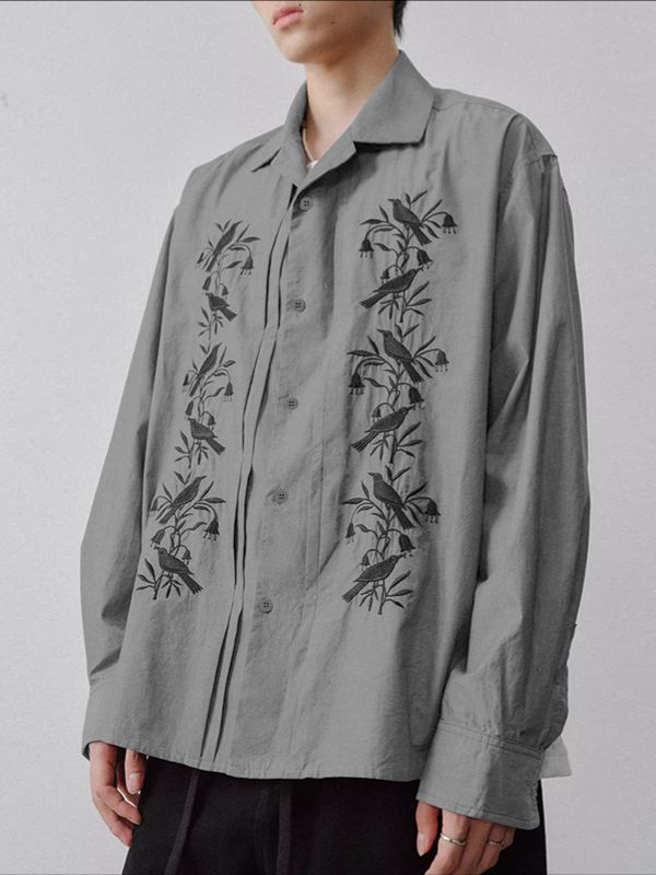 Men's Casual Embroidery Long Sleeve Shirt SKUL41023