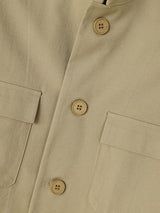 Men's Zen Minimalist Art Exhibition Stand Collar Flap Pocket Cropped Two Pieces Outfit SKUL84620