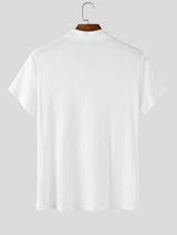 Mens Knit Stand Collar Short Sleeve T-Shirt SKUL17896