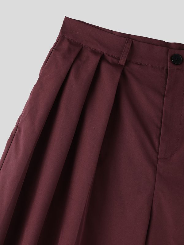 Men's Vintage Cityboy Harajuku Pleated Wide Leg Culotte Short SKUL69345