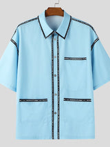 Men's Color Block Trim Short Sleeve Shirt SKUL35053