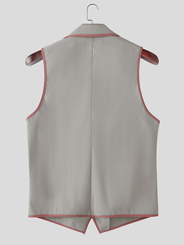 Men's Bold Stripe Colorblock Casual Waistcoat SKUL24997