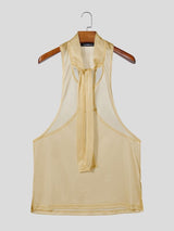 Men's Romantic Avant-Garde Sheer Lurex Necktie Racerback Tank SKUL78128