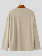 Men's Striped Small V Neck Long Sleeve T-Shirt SKUL22199