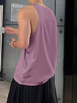 Mens Solid Color Satin U-Neck Tank SKUK70411