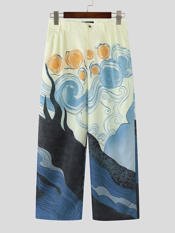 Men's Hand Drawn Print Loose Pant SKUL35001