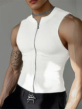 Mens Textured Zip-Up Sleeveless Tank SKUL01087