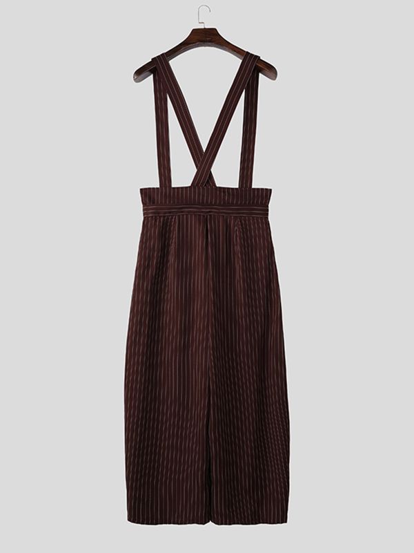 Men's Vintage Pinstripe High Waist Wide Leg Jumpsuit SKUL63100