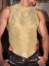 Men's Solid Color Sheer Bodysuit SKUL42441