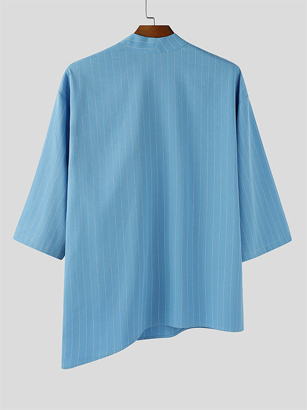 Men's Irregular Stripe 3/4 Length Sleeve Shirt SKUL28479