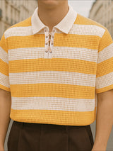 Men's Striped Texture Short Sleeve T-Shirt SKUL20887