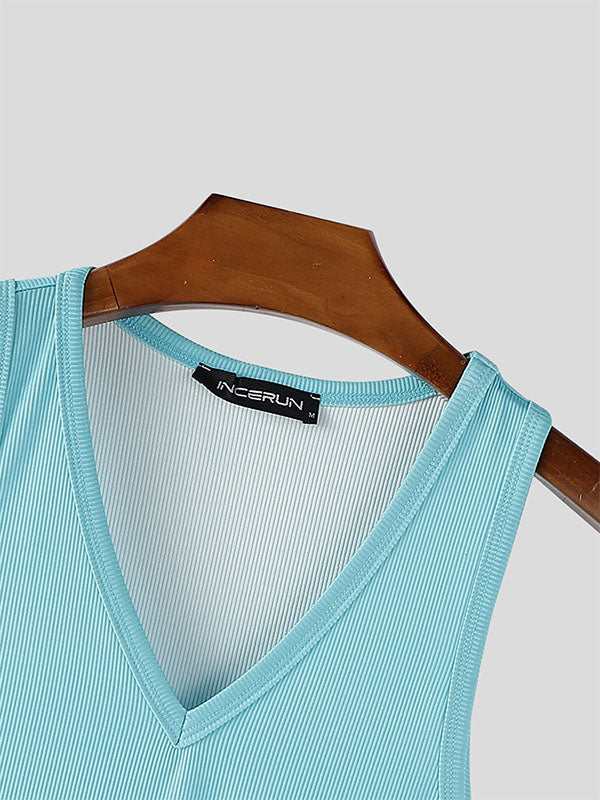 Men's Gradient Knit V-Neck Tank SKUL23577