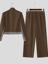 Men's Contrast Color Casual Two Pieces Outfit SKUL41380