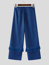 Men's Tassel Patchwork Plaid Casual Pant SKUL26122