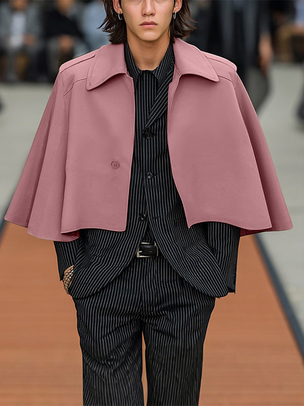 Men's Solid Cropped Casual Cloak SKUL29722