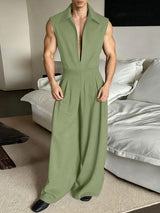 Men's Solid Color Half Placket Lapel Two Pieces Outfit SKUL39769