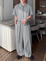 Men's Solid Color Tie Lapel Casual Two Pieces Outfit SKUL30323