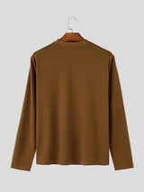 Men's Minimalist Clean-Fit Daily Casual Curved Raglan Seam Ribbed Crewneck T-shirt SKUL84074