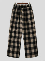 Mens Casual Plaid Loose Cotton Pant SKUK79223