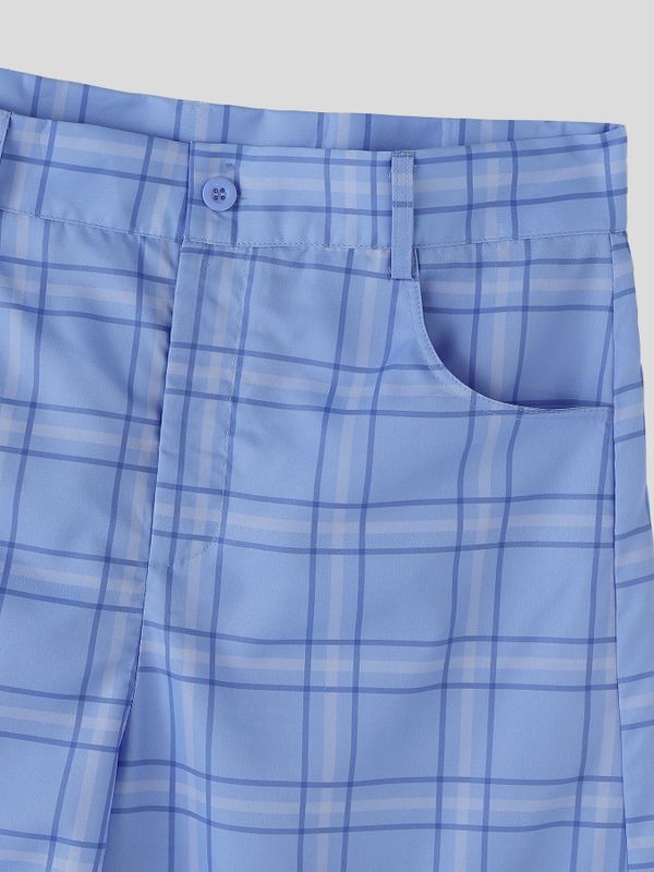Men's Avant-Garde Plaid Wide-Leg Culotte Short SKUL60802