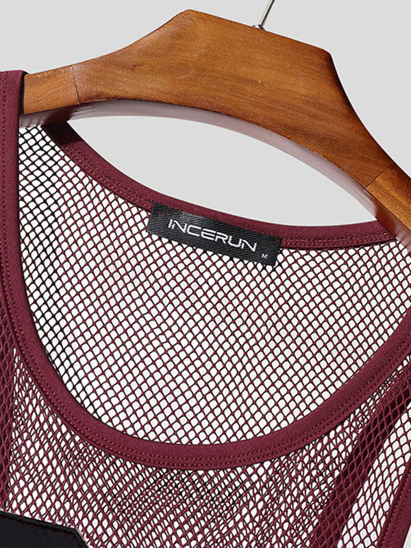 Men's Number Print Sheer Mesh Bodysuit SKUL18796