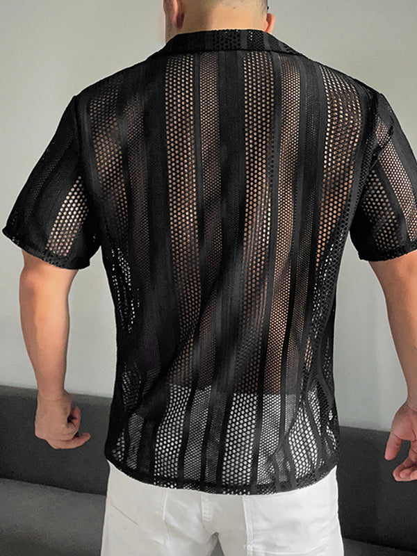 Mens Mesh See Through Short Sleeve Shirt SKUK57942