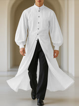 Men's Stripe Stand Collar Long Sleeve Shirt SKUL34218