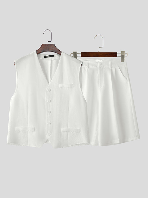 Mens Solid Color Casual Two Pieces Outfit SKUL09416