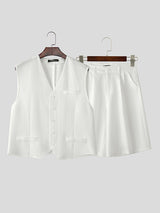 Mens Solid Color Casual Two Pieces Outfit SKUL09416