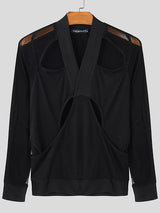 Mens Sheer Mesh Panel Long-Sleeve T-Shirt SKUK97037