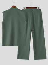Men's Elegant Double-Breasted Stand Collar Two Pieces Outfit SKUL77311