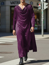 Men's Satin Slouchy Draped Neck Long Sleeve T-Shirt SKUL36366