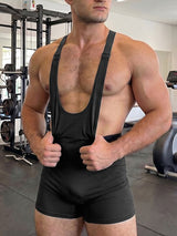 Men's Avant-Garde Deconstructed Suspension Strap Low-Cut Fitted Bodysuit SKUL70316