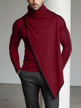Men's Contrast Color Edge Knit Long Sleeve T-shirt SKUL43943