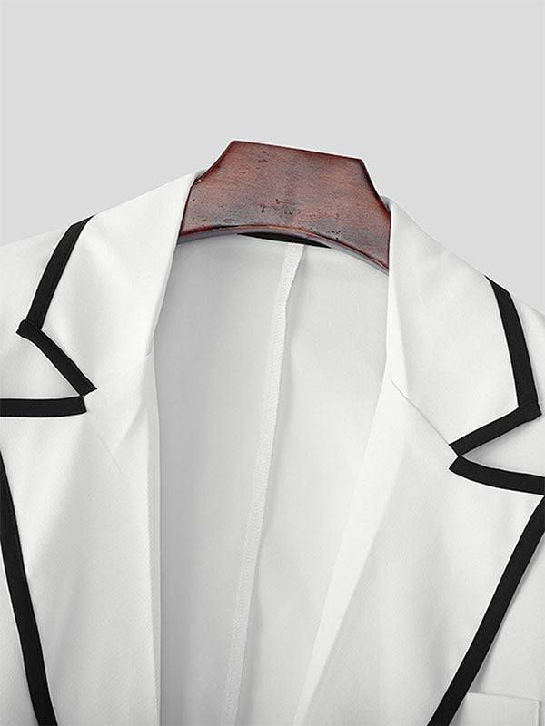 Men's Colorblock Piped Cropped Casual Two Pieces Outfit SKUL24201