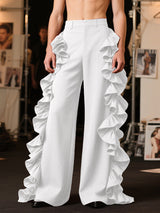 Men's Ruffle Trim Patchwork Casual Pant SKUL22568