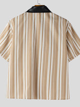 Men's Striped Contrast Tie Short Sleeve Shirt SKUL51947