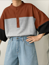 Men's Contrast Crew Neck 3/4 Length Sleeve T-Shirt SKUL28183