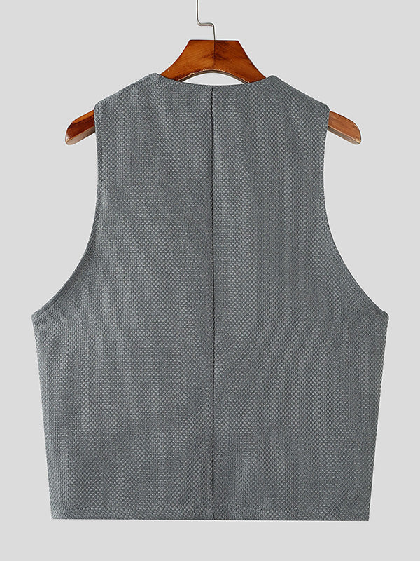 Mens Heart Print Sleeveless Waistcoat SKUK85524