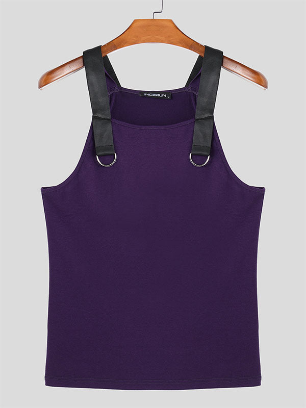 Mens Solid Color Knit Fitted Sleeveless Tank SKUL05346