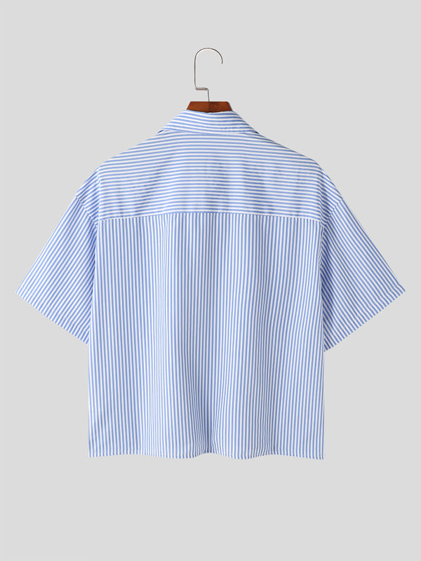 Mens Simple Striped Short Sleeve Shirt SKUK68003