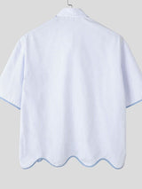 Men's Contrast Color Wave Hem Short Sleeve Shirt SKUL45335