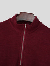 Men's Textured Half High Neck Long Sleeve Sweater SKUL38551