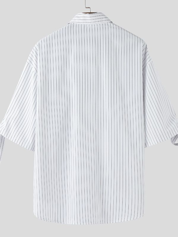 Men's Bow Tie Striped Half Sleeve Shirt SKUL39909